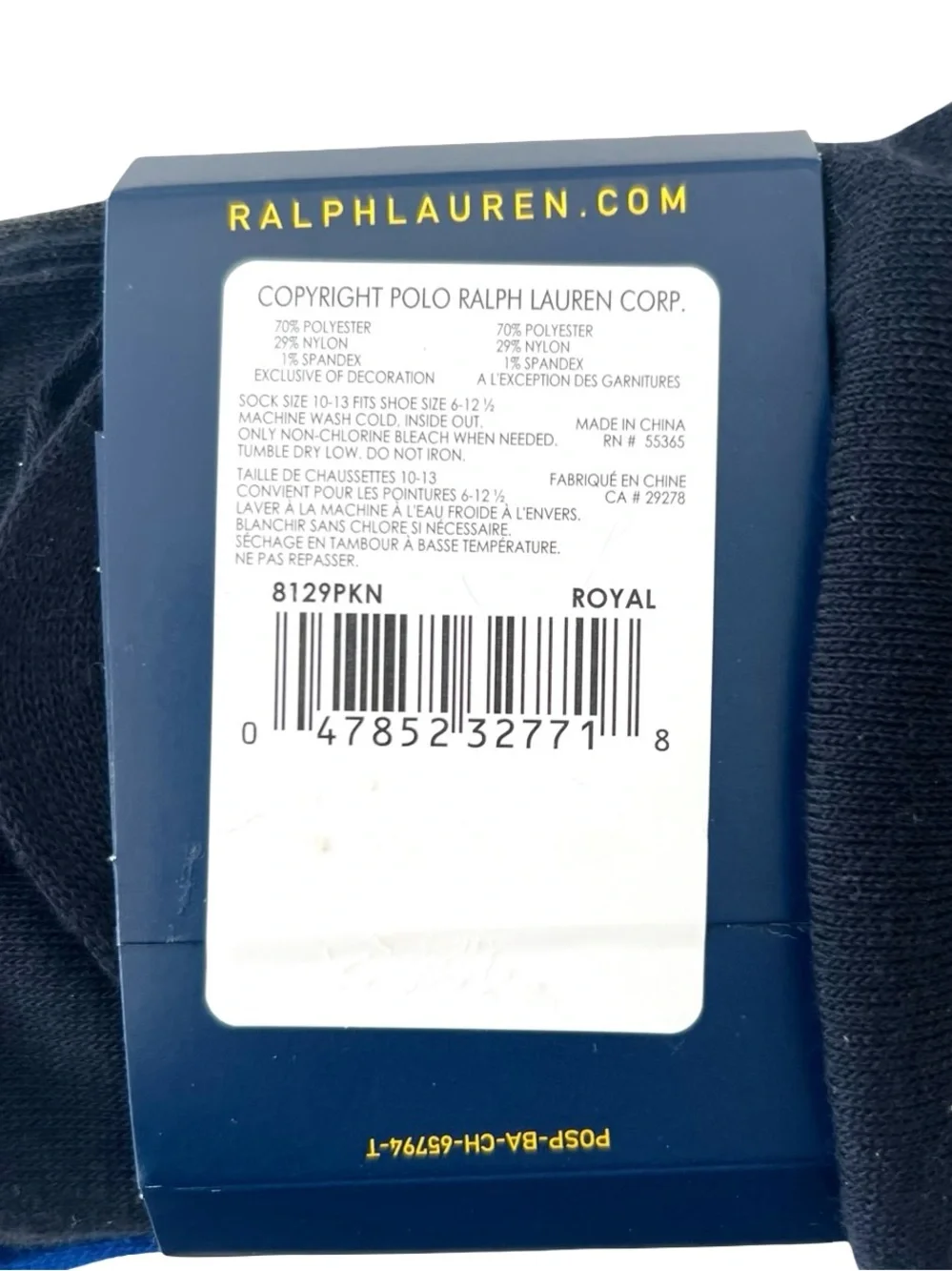 Polo by Ralph Lauren 3-Pack Dress Socks in Royal Blue, Black & Charcoal NWT